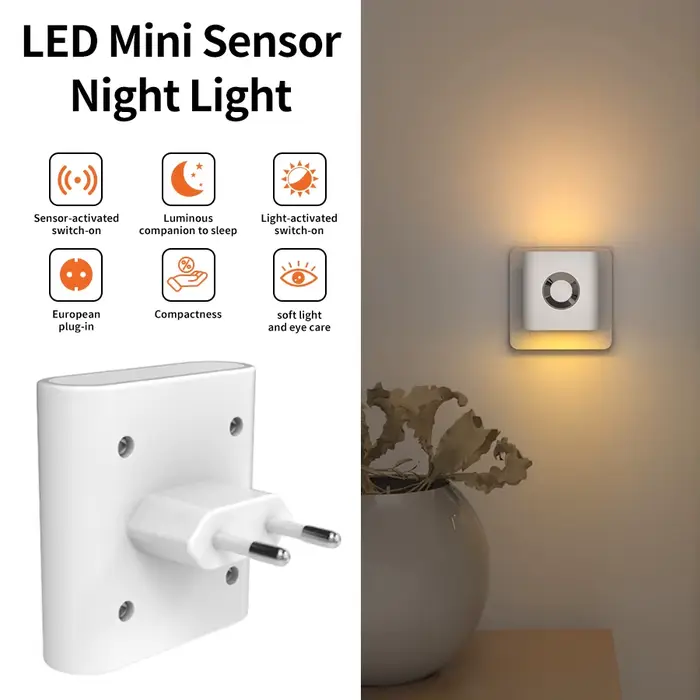 Lampe murale avec capteur de mouvement, prise EU, 220V 240V, éclairage blanc chaud, pour chambre à c