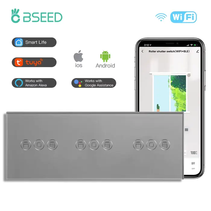 BSEED Wifi interrupteur de volet roulant Triple interrupteur aveugle intelligent interrupteurs tacti