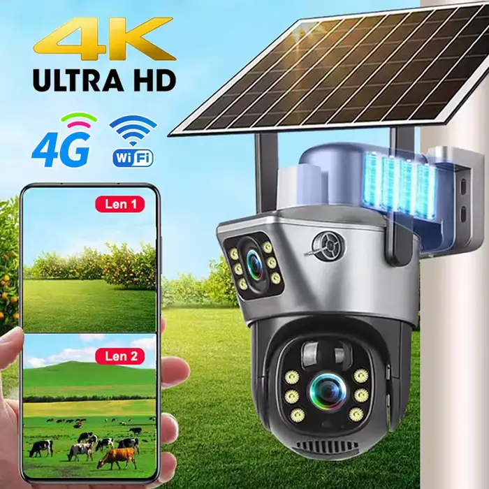 Caméra solaire 4G / WiFi à double objectif