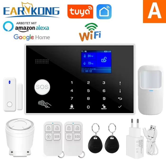 Système d'alarme Wifi GSM, Kit d'alarme anti-cambriolage de sécurité sans fil pour porte ouverte, ca
