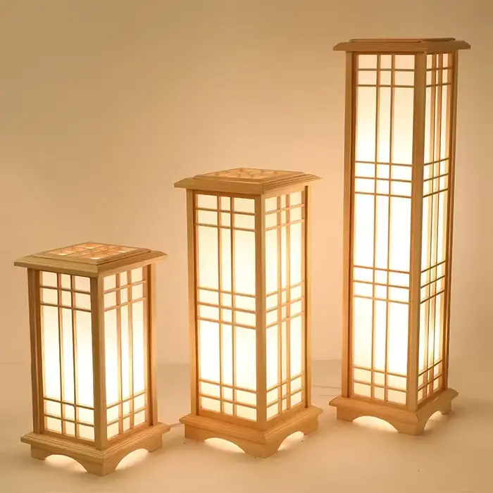 Lampadaire moderne salon pour chambre chevet décoration de la maison lumière LED abat-jour en bois massif canapé salle à manger Table d'étude luminaire