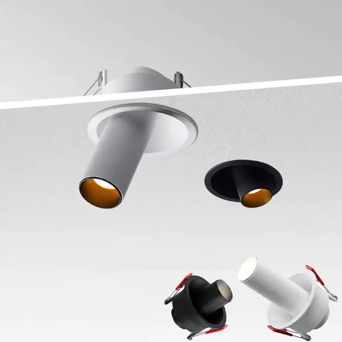 Spot lumineux LED encastrable Long 10W12W 15W Dimmable Anti-éblouissement 360 ° Rotation COB puce AC 85-265V plafonnier