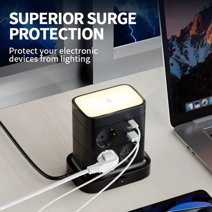 Tour multiprise avec 4 ports USB 2 Type C protection contre les surcharges pour bureau et chambre occassions spéciales