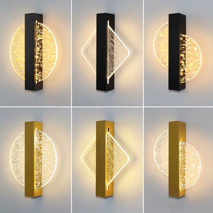 Luxueux acrylique applique feuille d'or moderne LED applique murale intérieure 10W nordique applique