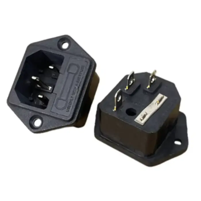 Fiche d'alimentation mâle à 3 broches, IEC 60320 C14, 10A AC 250V, avec porte-fusible, 1 pièce
