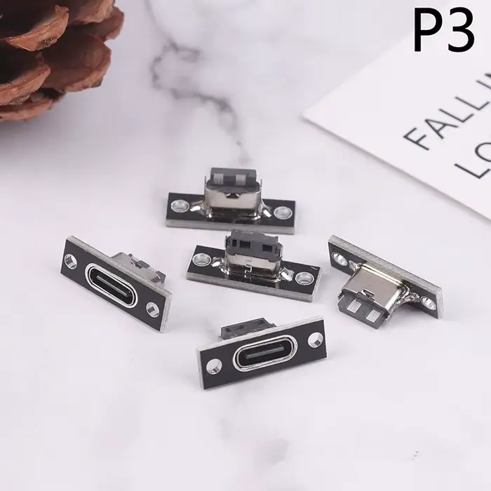 Prise USB 3.1 Type C avec plaque de fixation à vis, prise USB type-c 3.1 type-c 2 broches 4 broches,