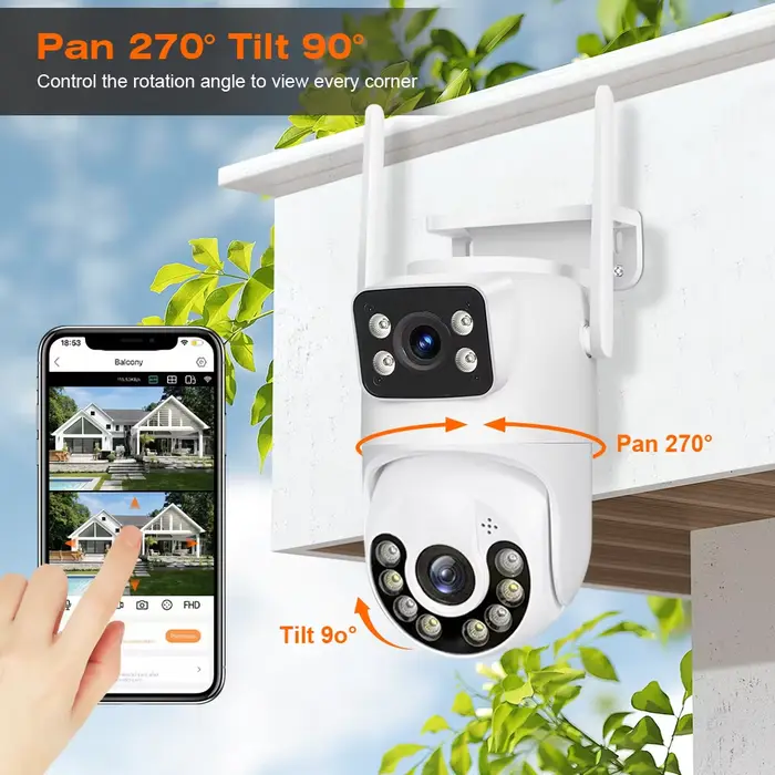 Caméra IP de sécurité sans fil 4K 8MP HD double objectif extérieure Wi-Fi PTZ caméra suivi automatique caméra de surveillance de rue iCsee occasion spéciale résistance aux intempéries surveillance jour et nuit