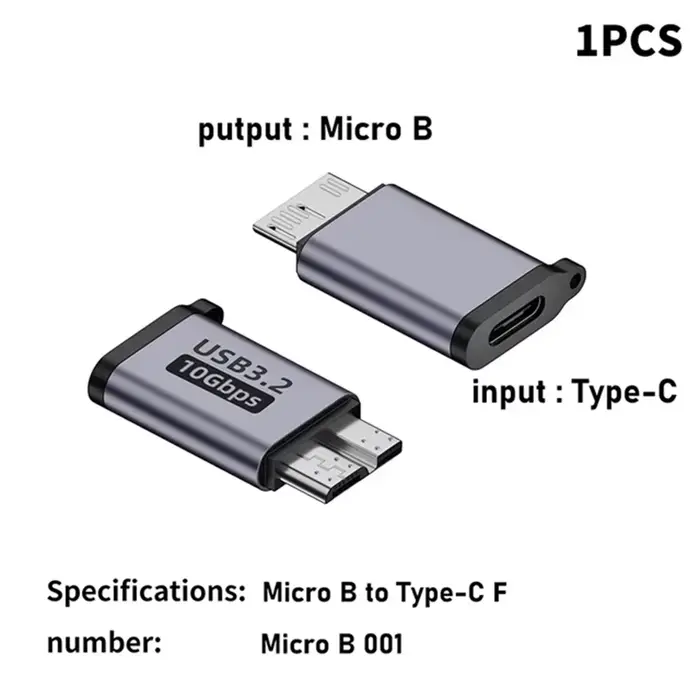 Adaptateur Micro B USB C 3.0 mâle vers Type C femelle, connecteur Micro B USB3.0 pour disque dur ext