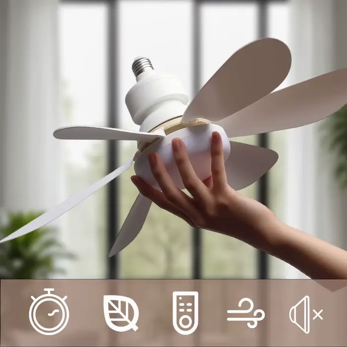 Ventilateur de plafond LED E27 avec télécommande moderne pour salon chambre et bureau avec éclairage et fonction de gradation