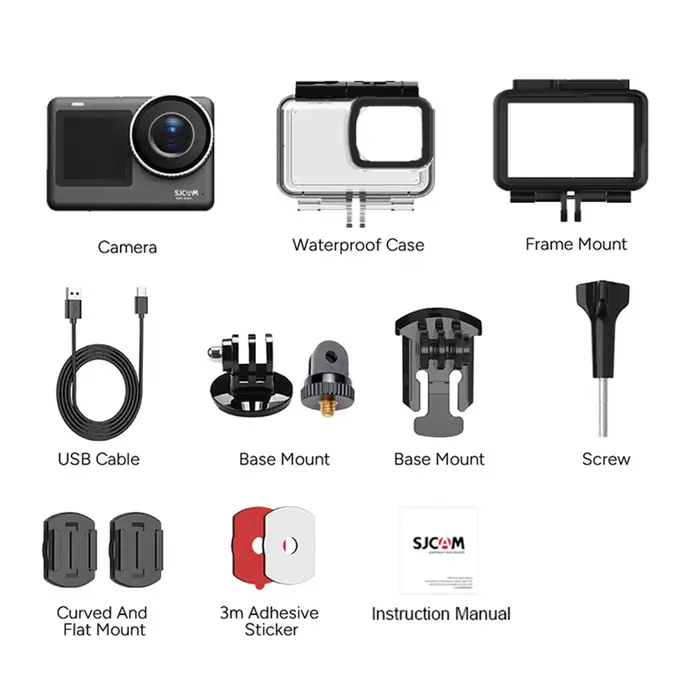 Caméra d'action SJCAM UHD 4K Wifi avec écran tactile de 2,33 pouces, zoom 8x, caméra POV pour moto, 
