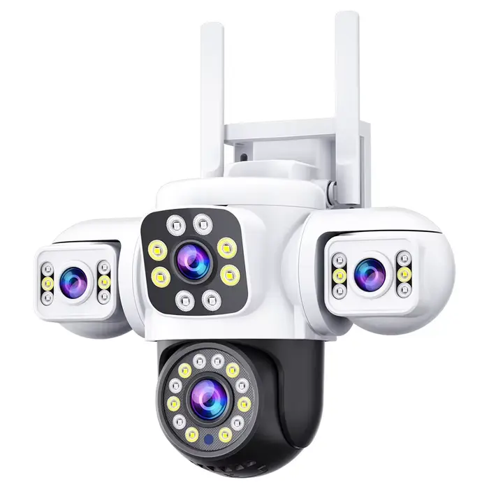 Caméra Dôme IP PTZ Sans Fil 6MP UHD Triple Objectif Pleine Couleur avec Détection Humanoïde IA, Surv