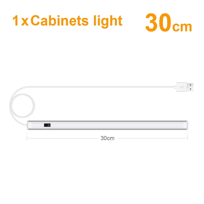 Barre lumineuse LED à interrupteur sans contact, éclairage sous comptoir, lampe de nuit alimentée par USB pour bureau, évier, établi, couleur d'émission bleu, violet clair, jaune clair, orange, vert clair, blanc, pour usage domestique et cadeau occasionnel