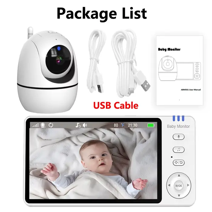 Moniteur vidéo pour bébé de 5 pouces, avec Zoom 4X, caméra pour bébé, nounou, mère et enfant, Audio