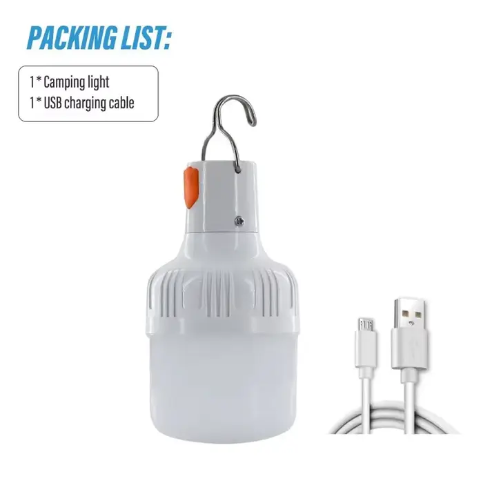 Ampoules LED rechargeables par USB pour l'extérieur, haute luminosité, lumière de secours, crochet, 
