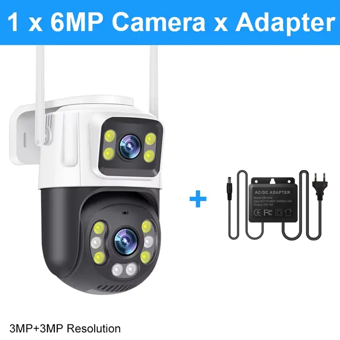 Smar PTZ Wifi caméra 6MP double objectif avec double écran Ai humain détecter suivi automatique sans
