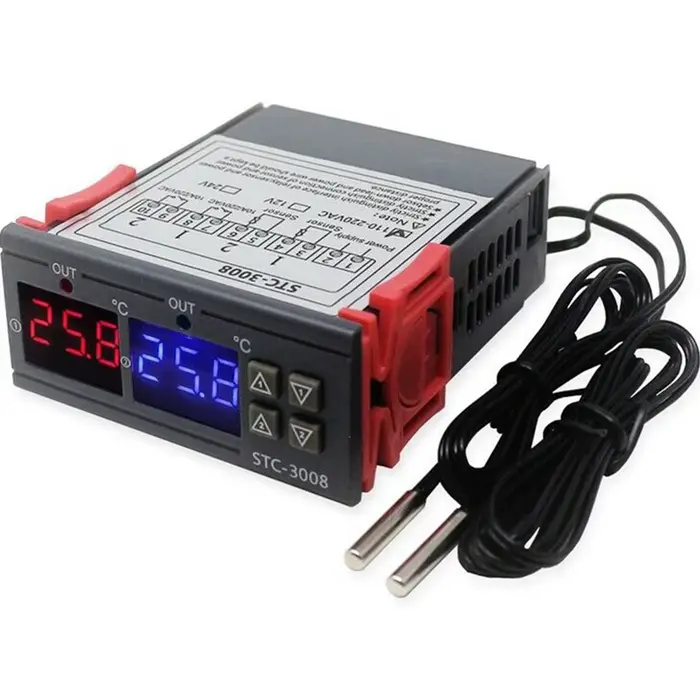 3008 double régulateur de température numérique deux sorties relais 12V 24V 220V thermorégulateur Thermostat avec