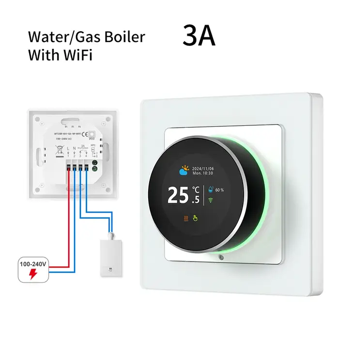 AVATTO – Thermostat intelligent WiFi, contrôleur de température pour chaudière à eau et à gaz, chauf