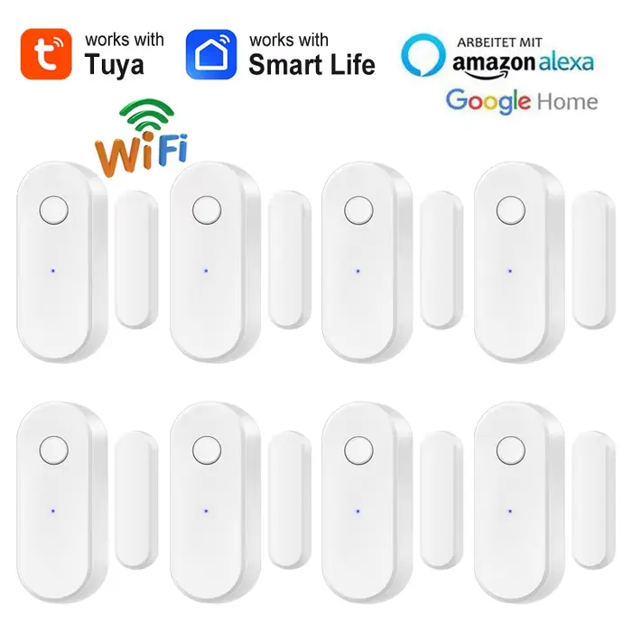 Capteur de porte WiFi Tuya détecteur de fenêtre ouverture fermeture alarme sécurité application Alexa Google Notification télécommande maison intelligente occasions spéciales sécurité domestique antibrutalité美好生活智能门禁传感器WiFi Tuya门窗感应器开启关闭警报安全应用程序Alexa谷歌通知遥控智能家居特别场合家庭安全防盗窃