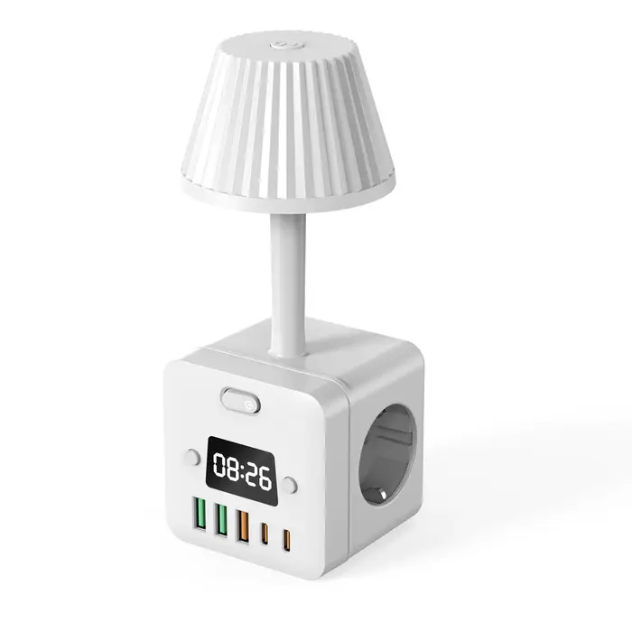 Multiprise d'horloge à 3 prises avec prise de veilleuse réglable, Protection contre les surtensions,
