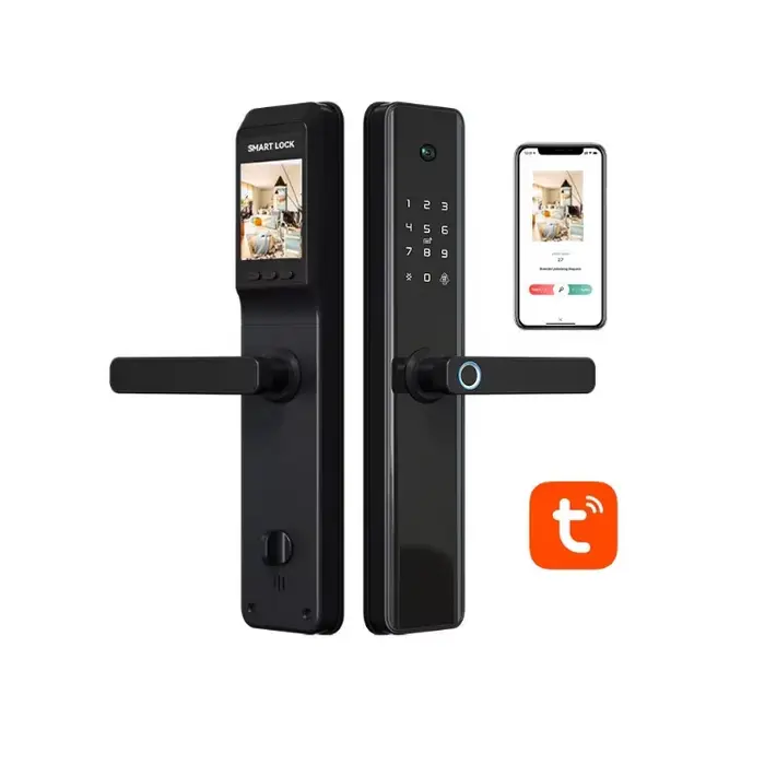 Serrures de porte intelligentes avec caméra, combinaison intelligente de sécurité, poignée Tuya, emp