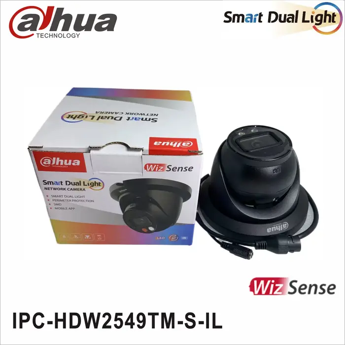 Caméra IP Dahua 5MP noire IPC-HDW2549TM-S-IL, caméra réseau intelligente à double lumière, POE, micr