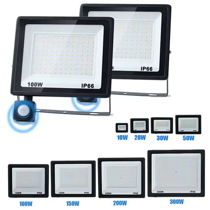 Projecteur extérieur PIR capteur de mouvement 220V 110V spot LED 50W 100W 150W 200W 300W IP66 étanch