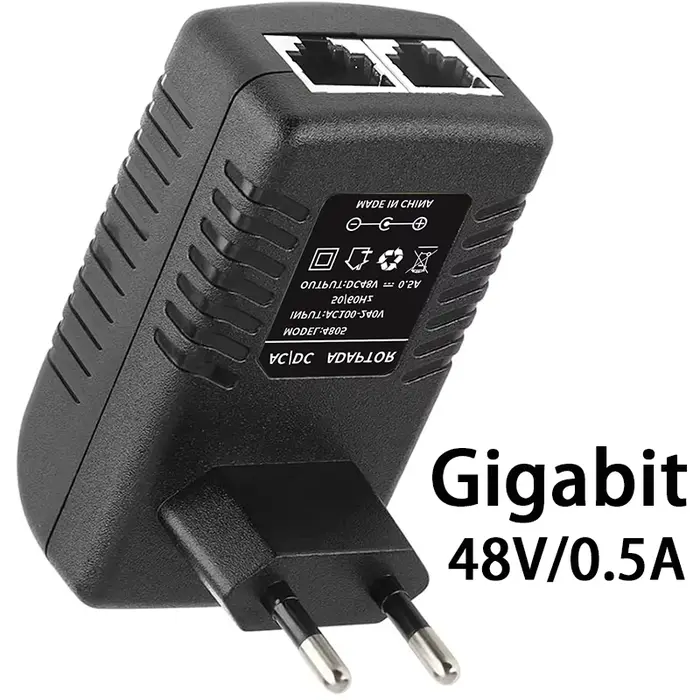 Adaptateur d'alimentation POE pour surveillance de sécurité CCTV, 48V 0.5A, prise EU, pour injecteur