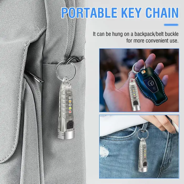 BORUiT V1 400LM UV porte-clés lampe de poche LED EDC Rechargeable étanche Fluorescent lampe de trava