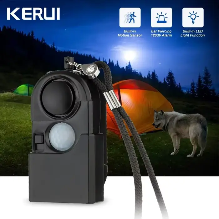 KERUI Portable Mini détecteur de mouvement alarme 120DB sirène SOS lumière LED alarme de sécurité po