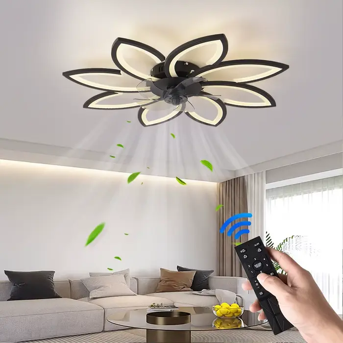Pétales LED plafonnier ventilateurs de plafond avec lumière chambre Table à manger ventilateur lampe