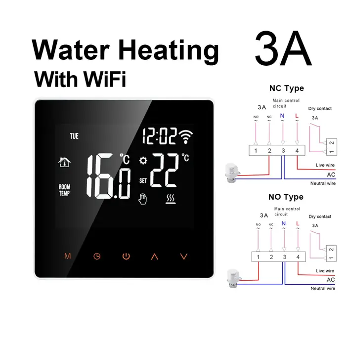 AVATTO Thermostat intelligent WiFi pour chauffage électrique, chaudière à eau et à gaz, contrôleur d