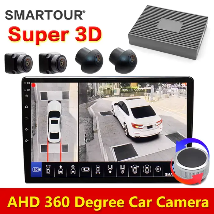 Système de surveillance à vue panoramique Bird View, enregistreur HD DVR, AHD 3D 360, caméra latéral