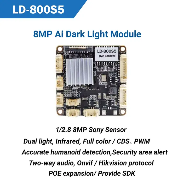 Module couleur 4K 8MP IMX415 MC800S5 pour vision nocturne couleur, carte CCTV H.265+ avec détection 
