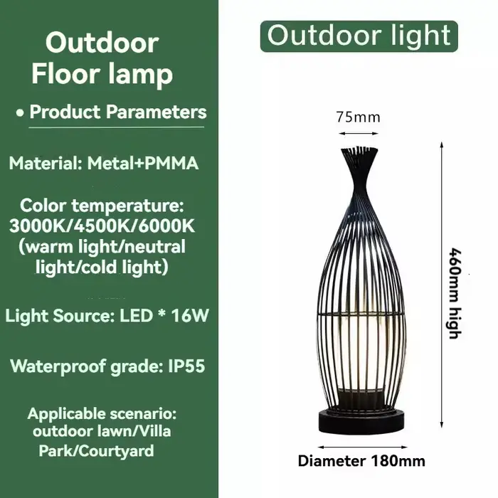 Lampe de sol extérieure étanche pour villa, pelouse, jardin, cour, piscine, décoration intérieure, l