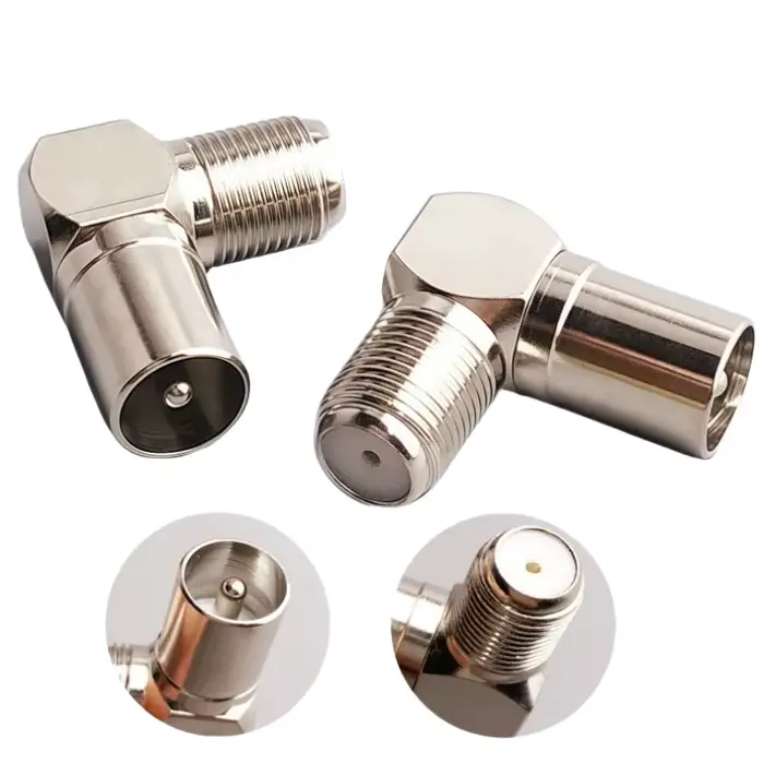 Adapteur Coaxial F Femelle à Angles Droits IEC Mâle Hautement Fiable pour Connexion Vidéo Stable et Haute Qualité Occasions Spéciales