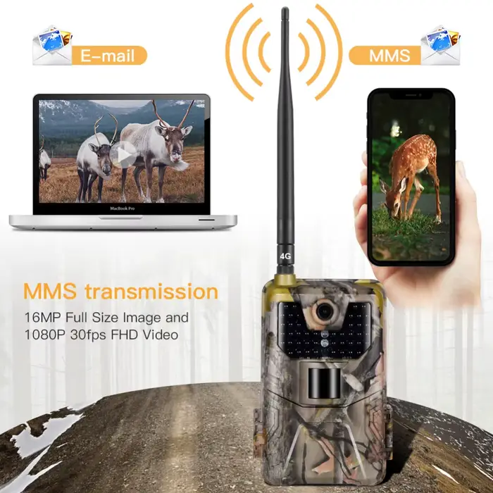 4G FTP MMS SMS Email 20 MPTrail caméra faune chasse caméras HC900LTE 1080 P 0.3 STrigger infrarouge sauvage Surveillance