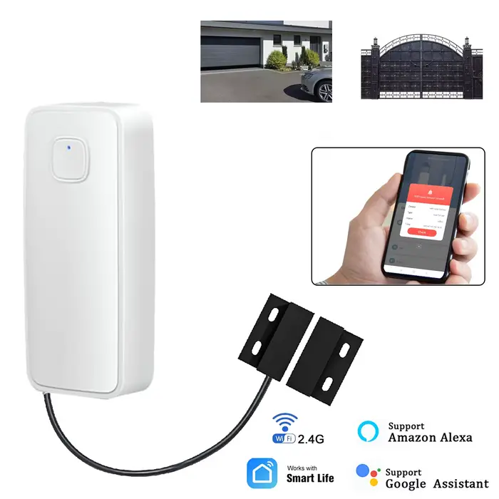 Détecteur magnétique de porte intelligent Tuya WIFI, contrôle à distance par application, alarme de 