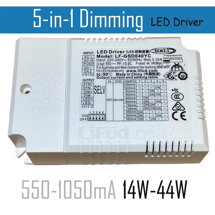 Pilote LED de gradation DALI-2 DT6 5 en 1, variable 0-10V PWM pushDIM Rx un transformateur, toutes l