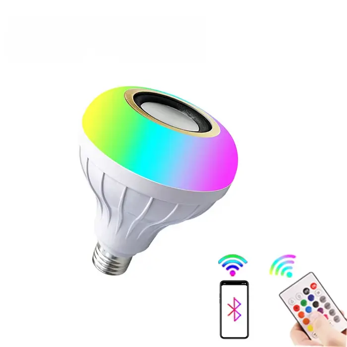 12W E27 RGB coloré musique télécommande LED ampoule Led lumières intelligentes Bluetooth