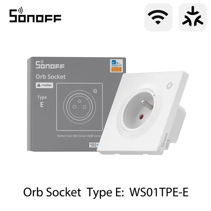 SONOFF WS01TPE-E Prise Murale Intelligente Wi-Fi EU Type E avec Suivi de Consommation Énergétique et