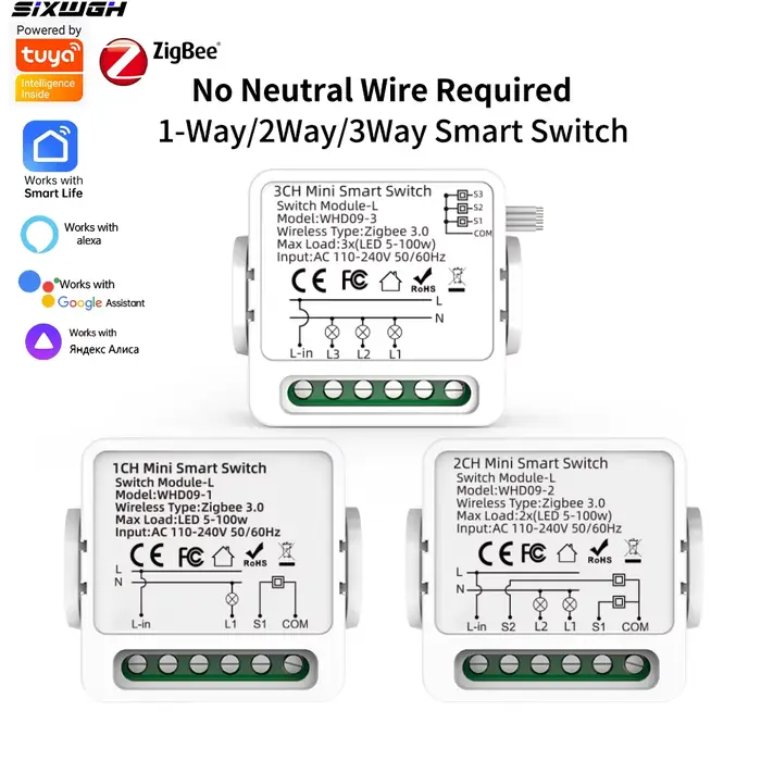 Interrupteur intelligent Tuya Zigbee 1/2/3 voies