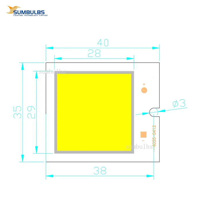 SUMBULBS fabricant Source de lumière LED 40x35mm DC 12V 6W panneau COB ampoule blanc chaud froid pour bricolage mode nuit voiture lampe d'intérieur