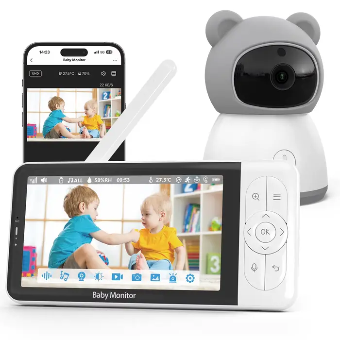 Tuya – moniteurs intelligents pour bébé, caméra 2K, affichage 5 pouces, 1080P, détection de températ
