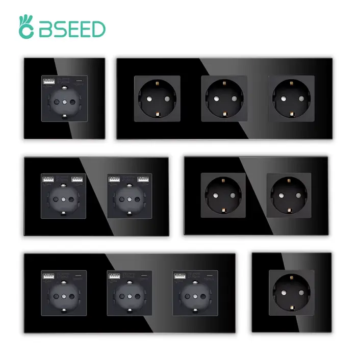 BSEED prise en verre ue simple avec prises murales USB