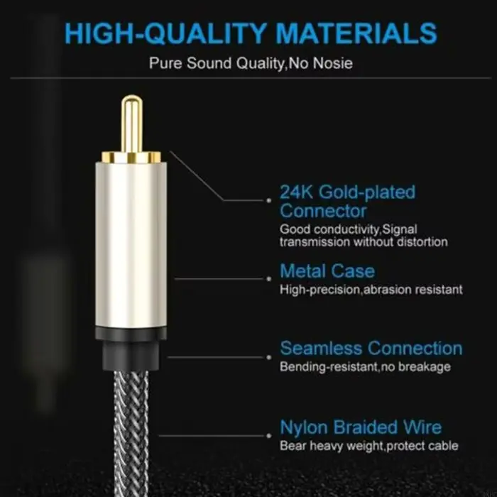 Câble coaxial numérique avec connecteurs plaqués or 24K