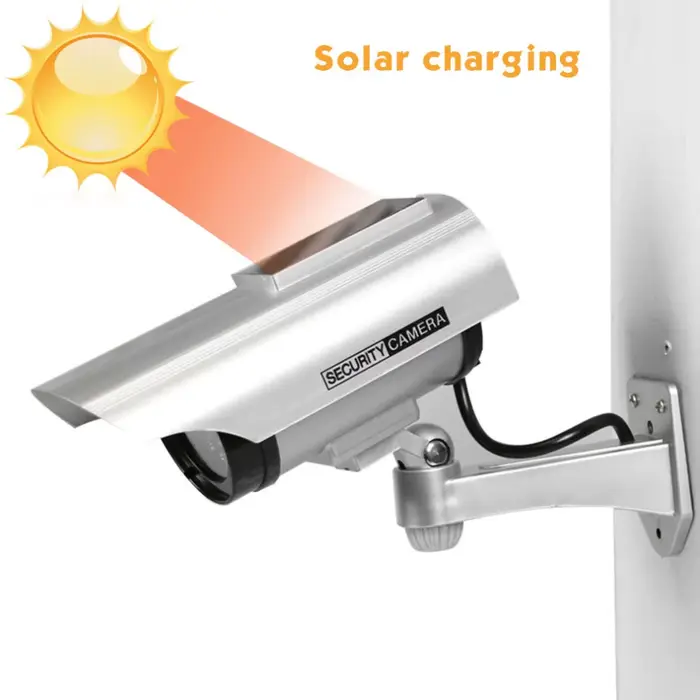 DUNIFake-Caméra de vidéosurveillance solaire étanche avec LED clignotante, extérieur ou intérieur, a