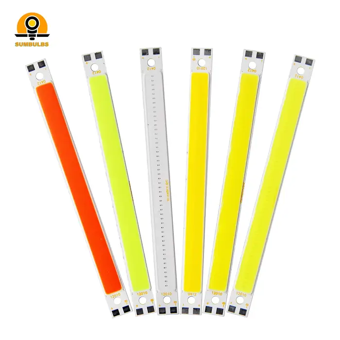 SUMBULBS 120x10mm DC 12V 10W COB bande Source de lumière 6 couleurs disponibles ampoule à Diode électroluminescente pour bricolage barre lampe à puce LED