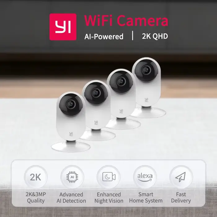 Kit de caméra 2K d'intérieur, caméras sans fil de sécurité domestique WiFi 2.4G 3MP, installation fa