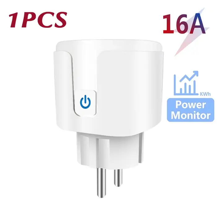 Prise intelligente WiFi Tuya 16A/20A EU avec moniteur de puissance, minuterie, compatible Smart Life