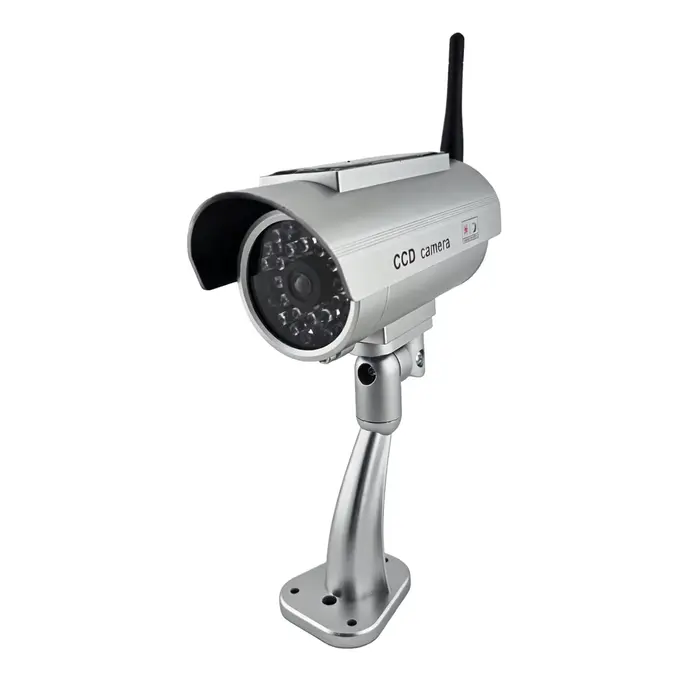 Caméra de sécurité factice à énergie solaire, caméra de surveillance factice de type bullet avec sys